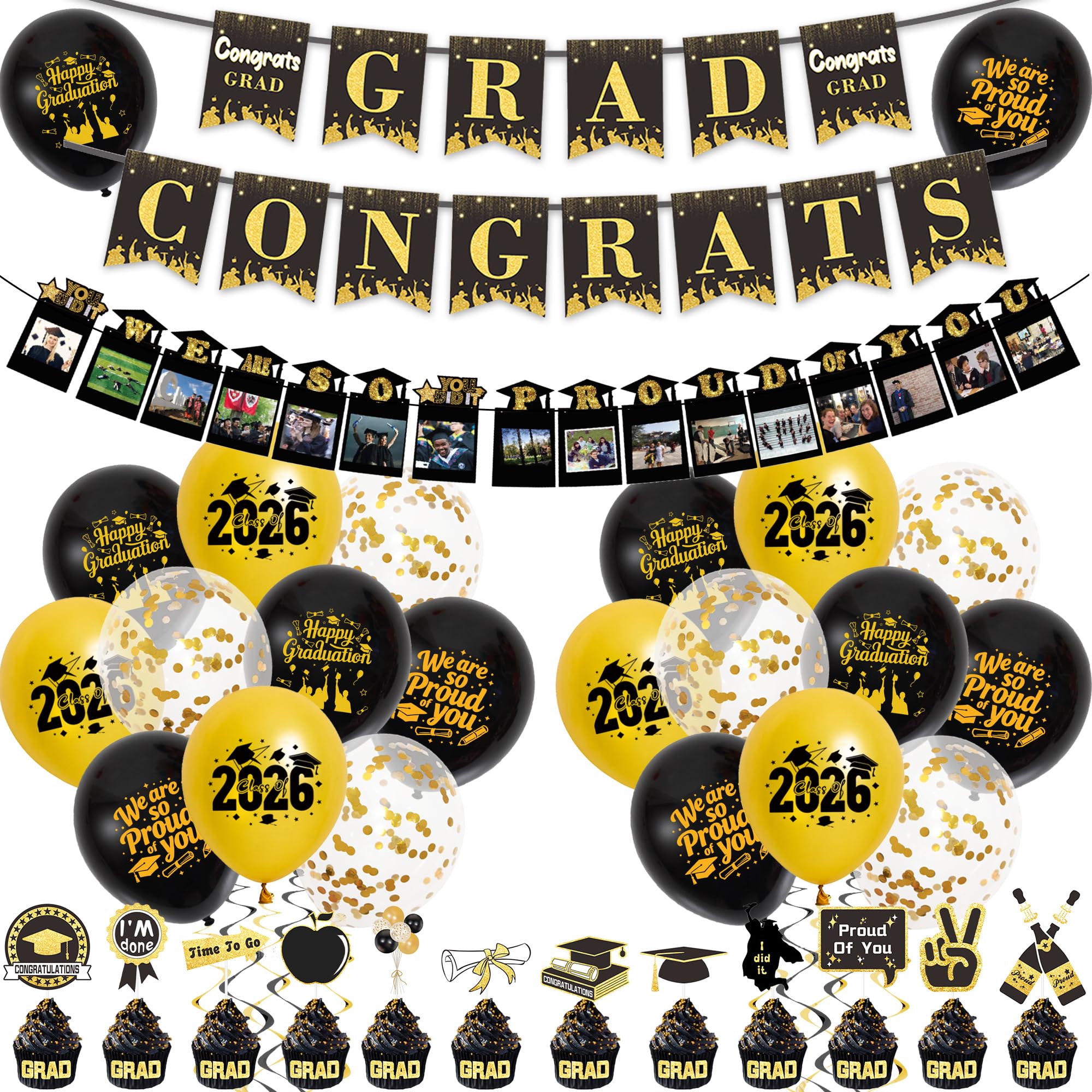 Graduation Decorations Congrats Grad Banner, We Are So Proud of You Banner