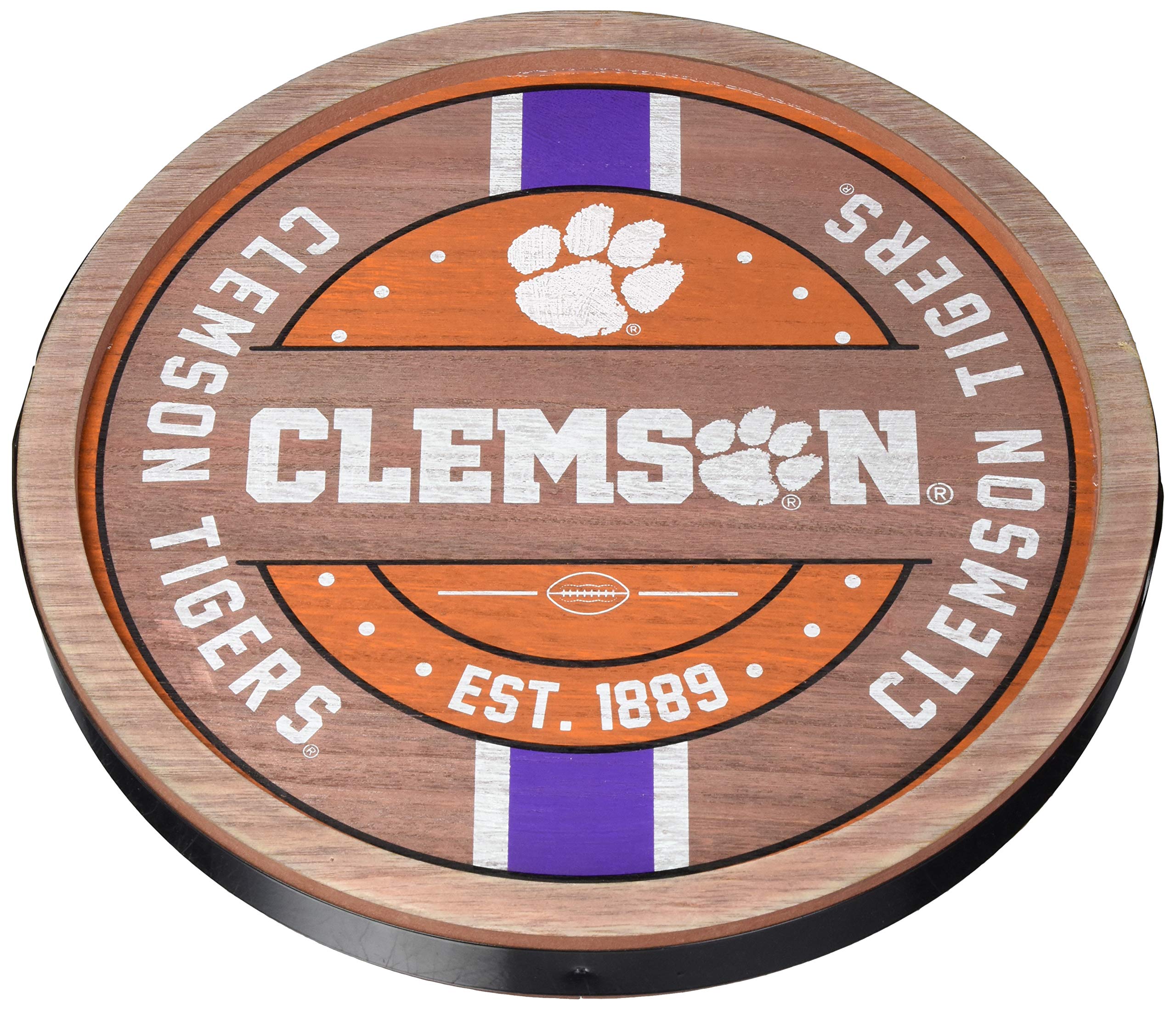 FOCO NCAA Clemson Tigers Unisex WOODEN BARREL SIGNWOODEN BARREL SIGN, Team Color, OS