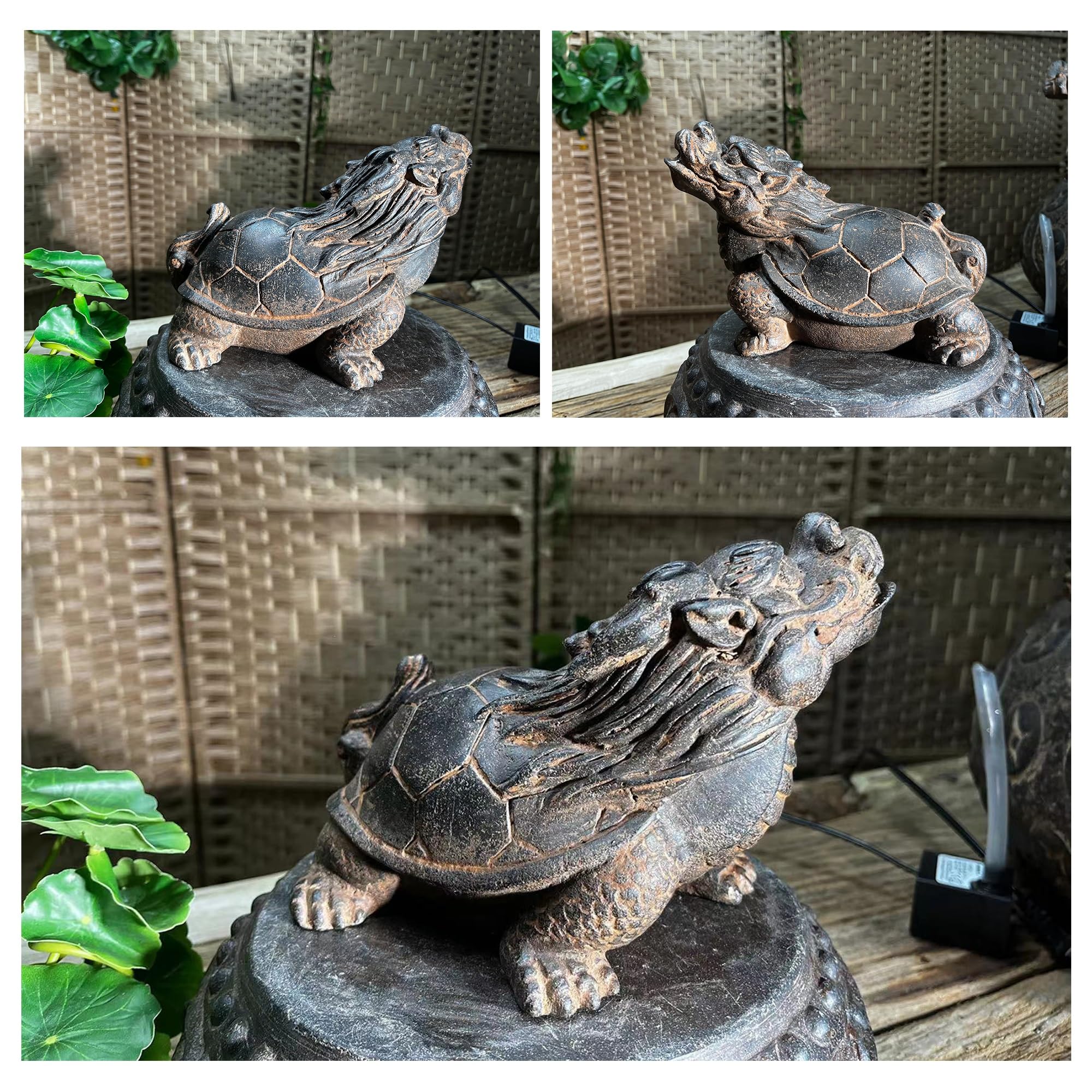 Statua fontana a getto d'acqua per piccoli laghetti (23 x 13 x 13 cm) Scultura decorativa da giardino con gioco d'acqua, ornamento per patio, cortile o bordo piscina