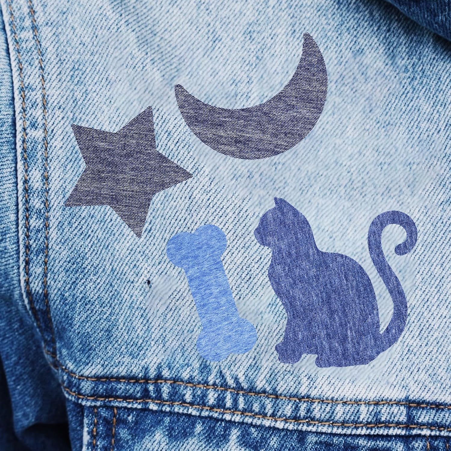 GALPADA 15 Pcs Iron-On Clothing Patches for Holes and Pants Repair, Self-Adhesive Fabric Appliques for Jeans and Clothes, Sturdy Interior Iron Patch Set for Garment Mending and Decoration