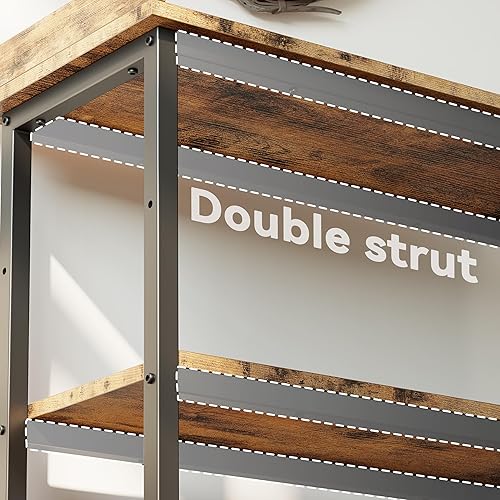 Miniatura 5 de IRONCK Mesa de entrada, mesa de sofá con toma de corriente y tabla completa, mesas laterales estrechas para espacios pequeños, pasillo, vestíbulo,