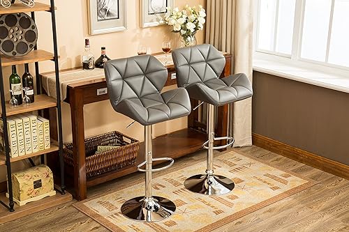 Miniatura 7 de Roundhill Furniture PC190BK Glasgow taburetes de bar con altura ajustable, Metal, gris Gris,Negro