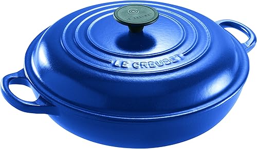 Le Creuset Cacerola de hierro fundido esmaltado de 5 cuartos de galón, cobalto