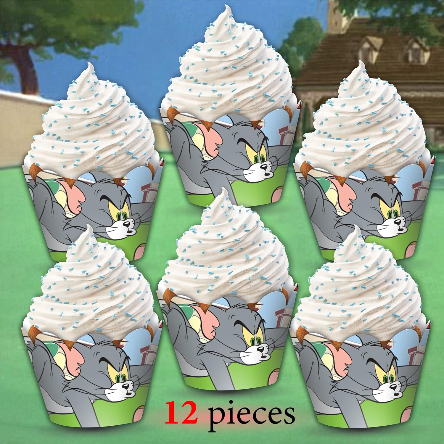 Tom & Jery Cupcake Wrapper for Birthday Party –Theme Cupcake Decoration – Cute Cupcake Holders for Baby Shower, School Event, or Cartoon-Themed Celebration – Party Supplies for Boys and Girls