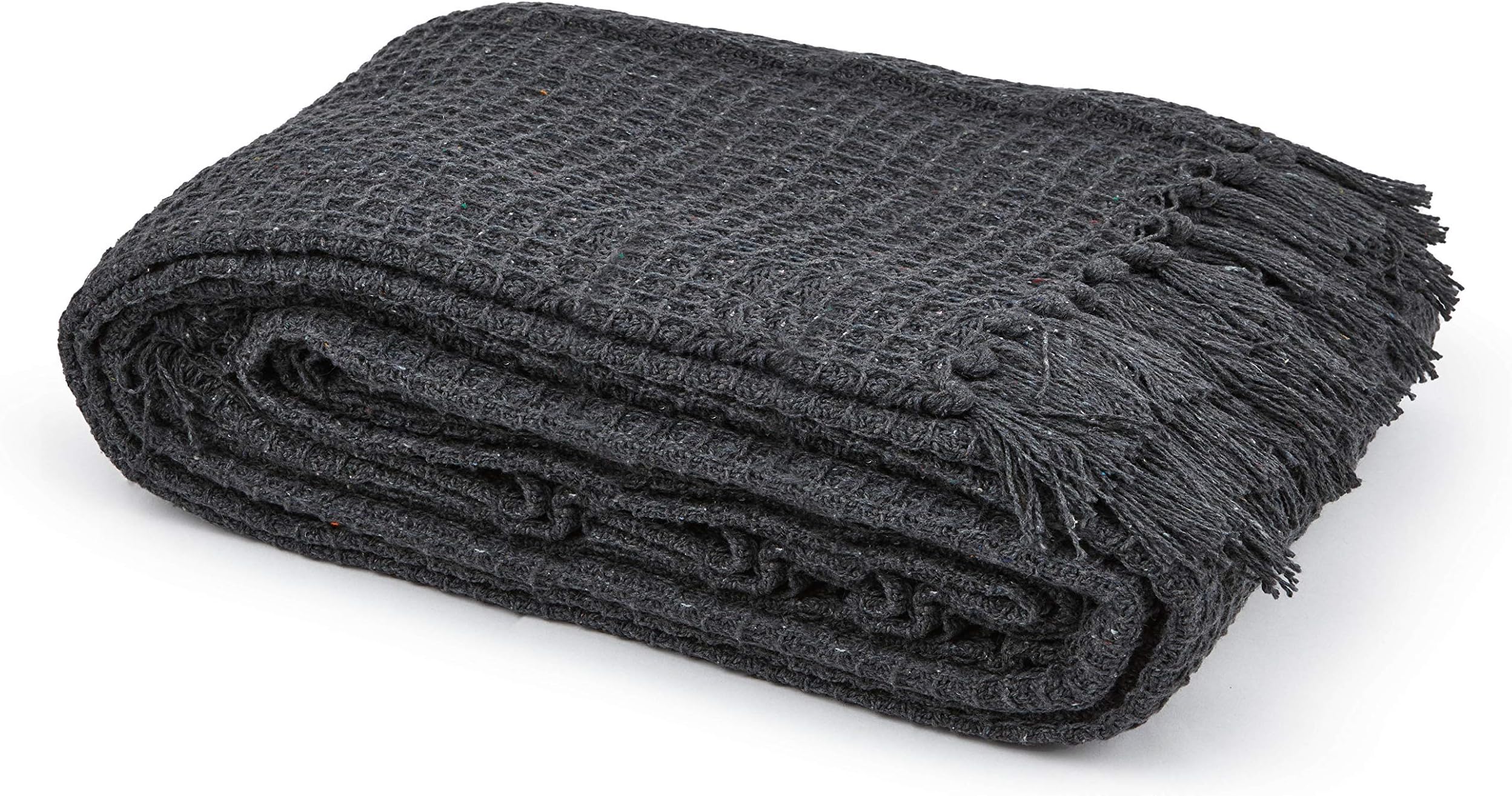 Stylemybedroom 100% Cotton Woven Honeycomb Waffle Sofa/Bed Throw (Charcoal, 180cm x 254cm (70" x 100"))