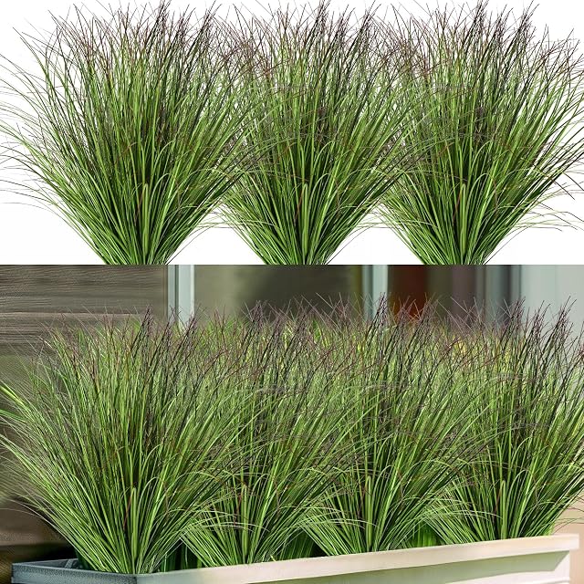 16PCS Plantes artificielles Faux Bushes Artificiels Arbustes Blé Herbe Greenery Artificial Greenering Tems Fausses plantes de plein air pour la maison Plastique Extérieur UV Herbe faux résistante (16)