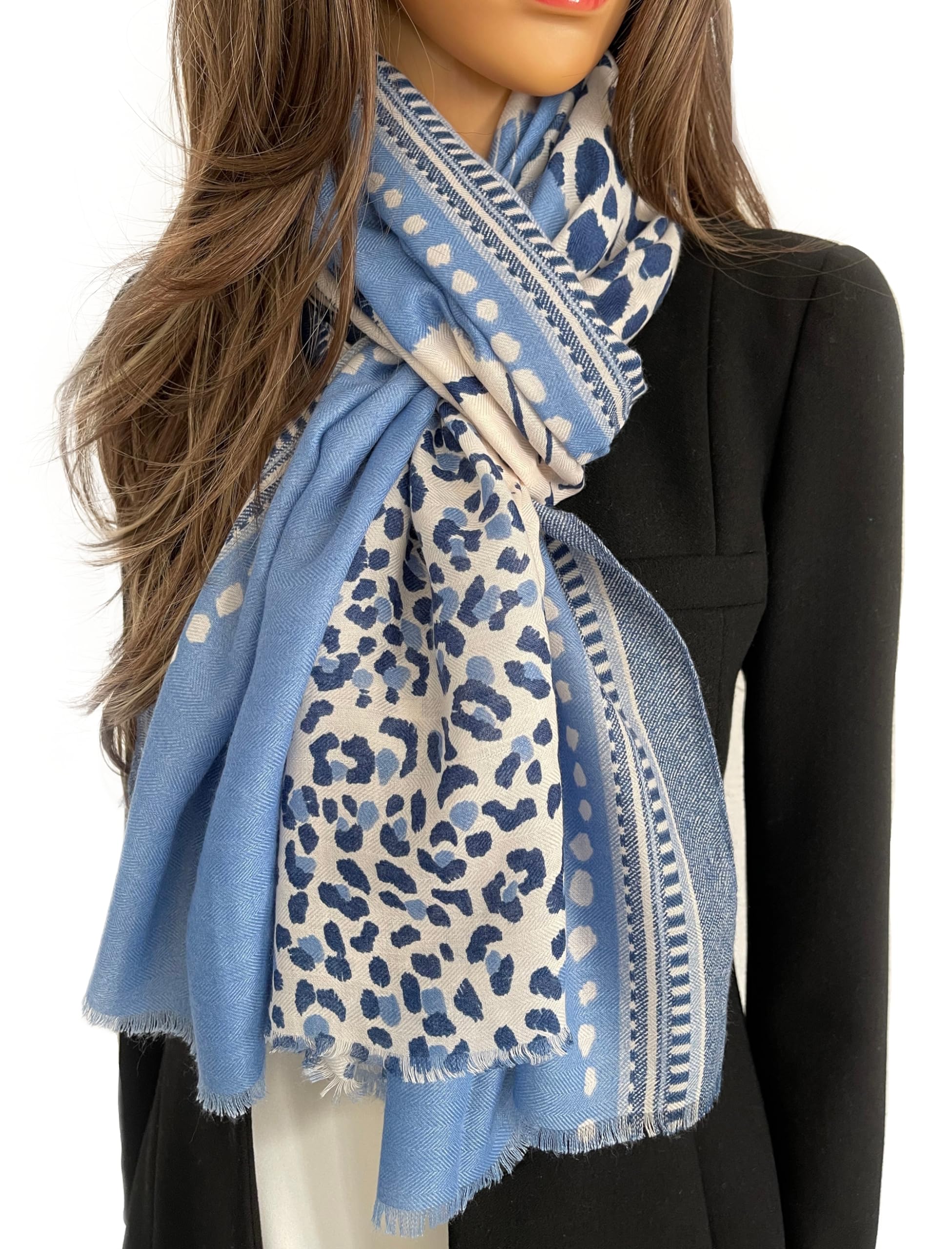 The Accessory Co. Large Snakeskin Scarf for Women – Leopard Print Block Design – Lightweight Animal Print Shawl Wrap – Stylish Neck Scarf for Women