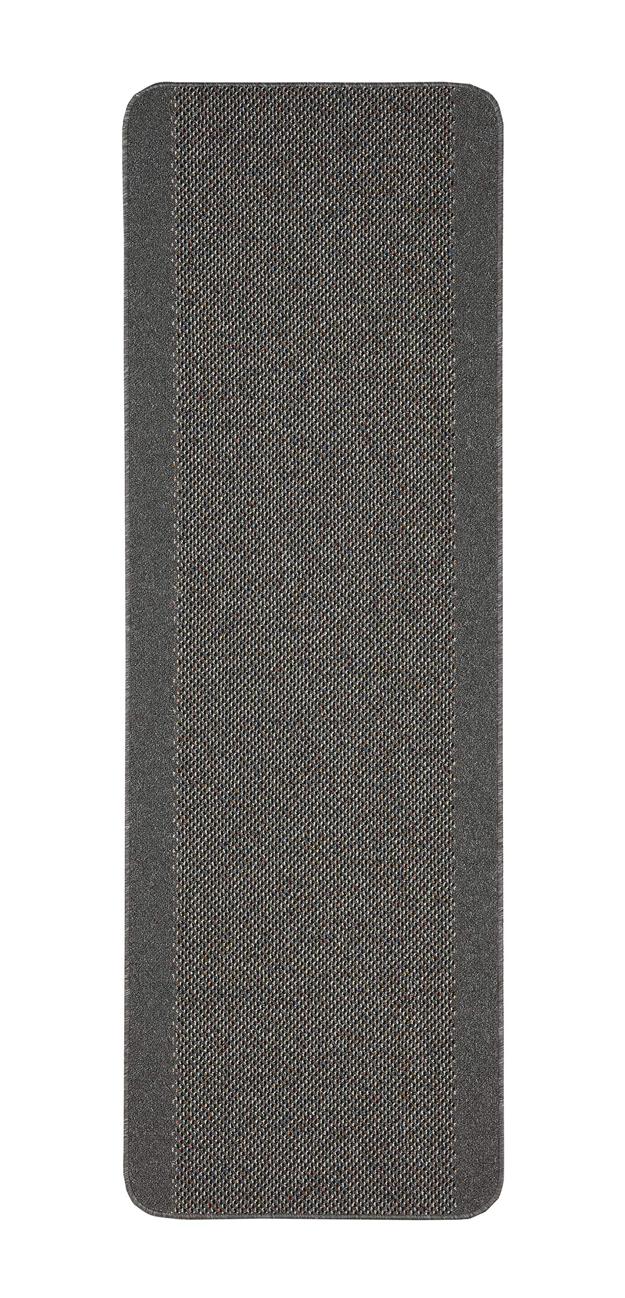 Rackhams Dark/Grey Washable Bordered Rug | 110D - 67X200 Cm