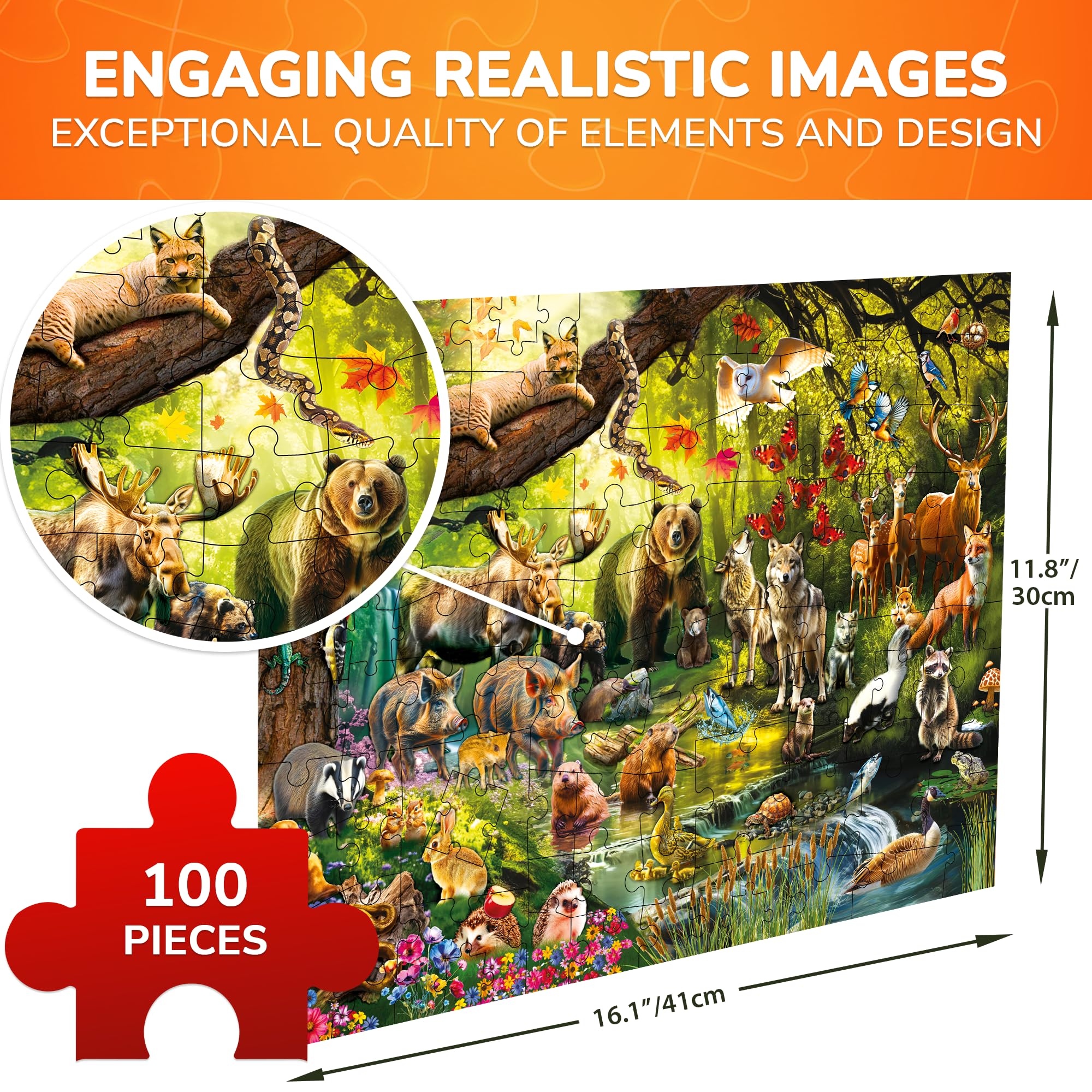 QUOKKA 100 Piece Jigsaw Puzzles For Children, Kids Puzzles For 3 4 Year Olds, Realistic Jigsaws for Children Age 5 6 - Image 3