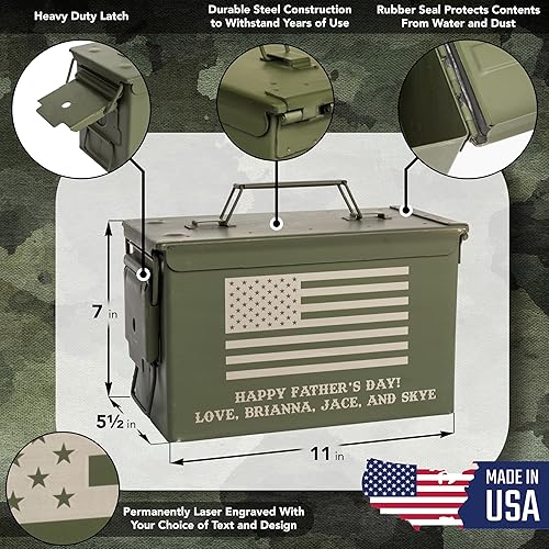 Miniatura 3 de Lata de munición grabada personalizada, fabricada en Estados Unidos, excedente militar genuino de 50 cal, caja de almacenamiento, elige tu imagen y