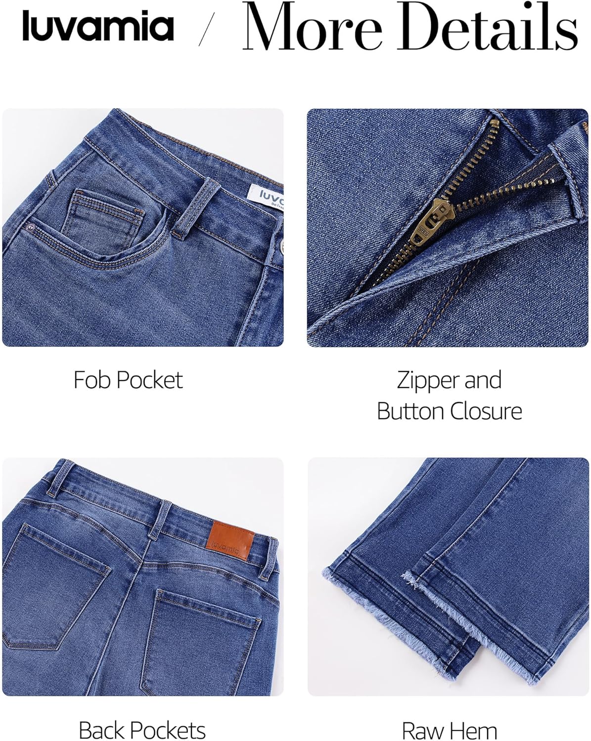 luvamia Capri Jeans for Women Trendy Mid Rise Distressed Raw Hem Casual Summer Stretchy Denim Capris Pants Relaxed Fit - Image 6