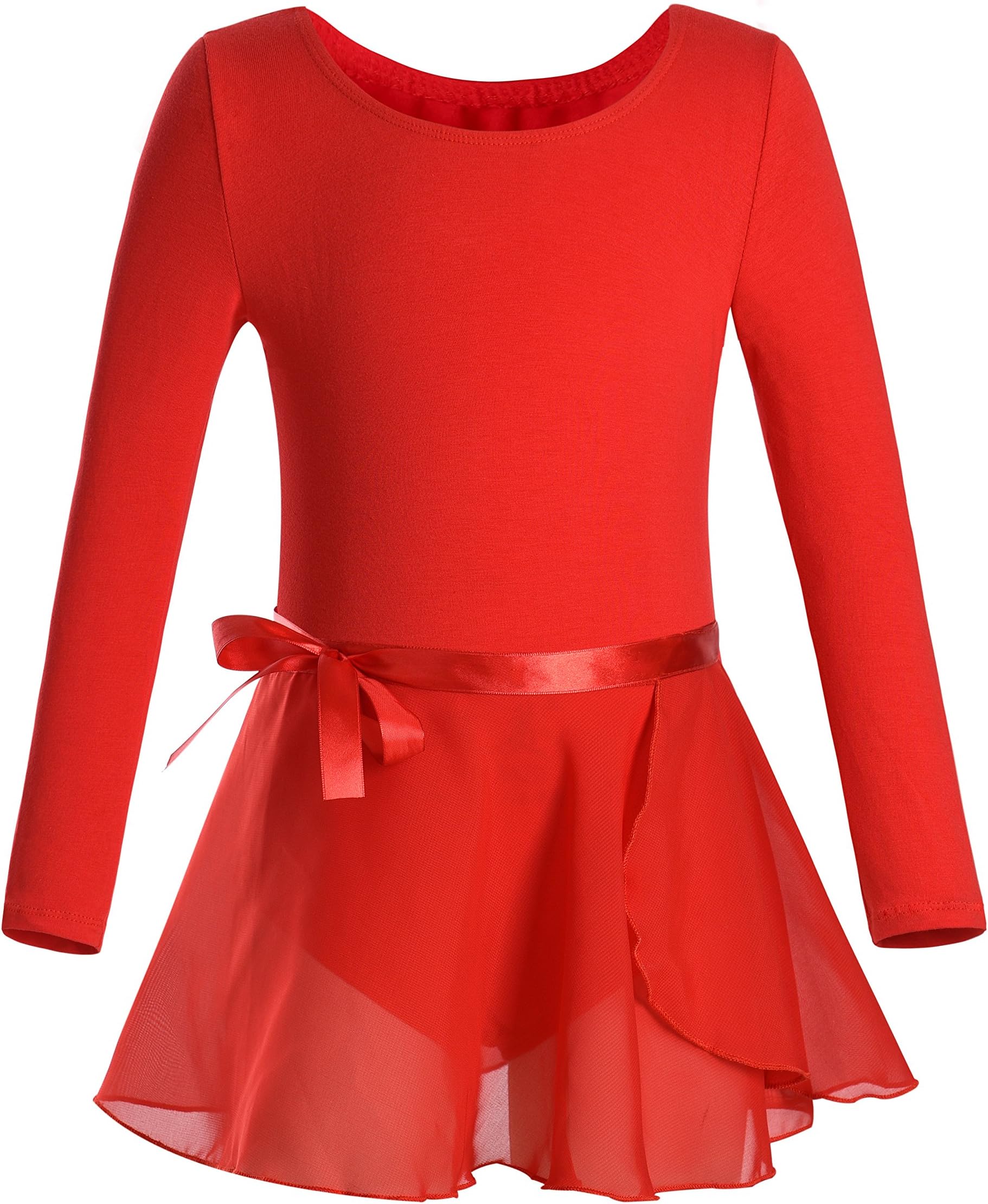 Girls Team Basic Long Sleeve Leotard with Skirt Kid Dance Ballet Tutu Dress