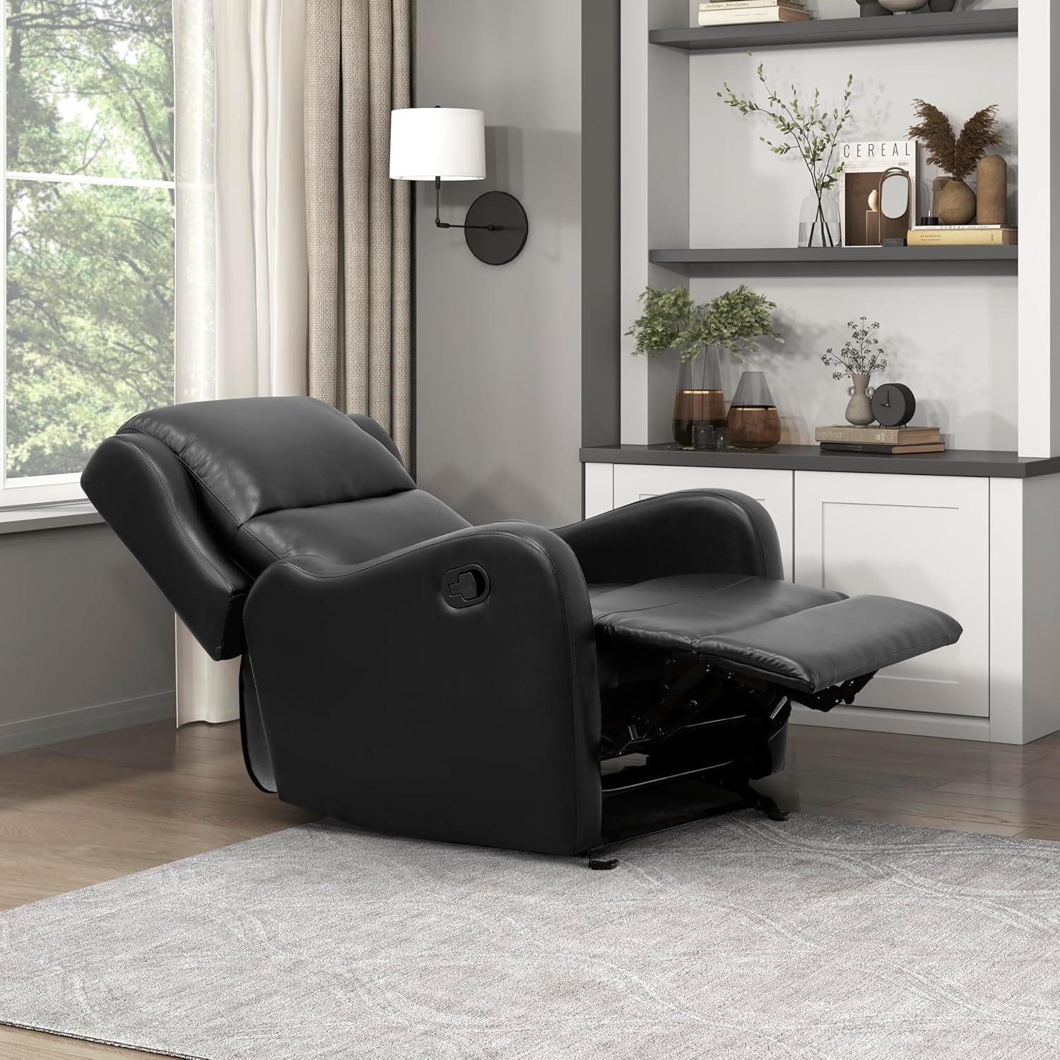 Heny Manual Glider Recliner Chair | Plush Dark Gray Pillow Top Arms main image 0