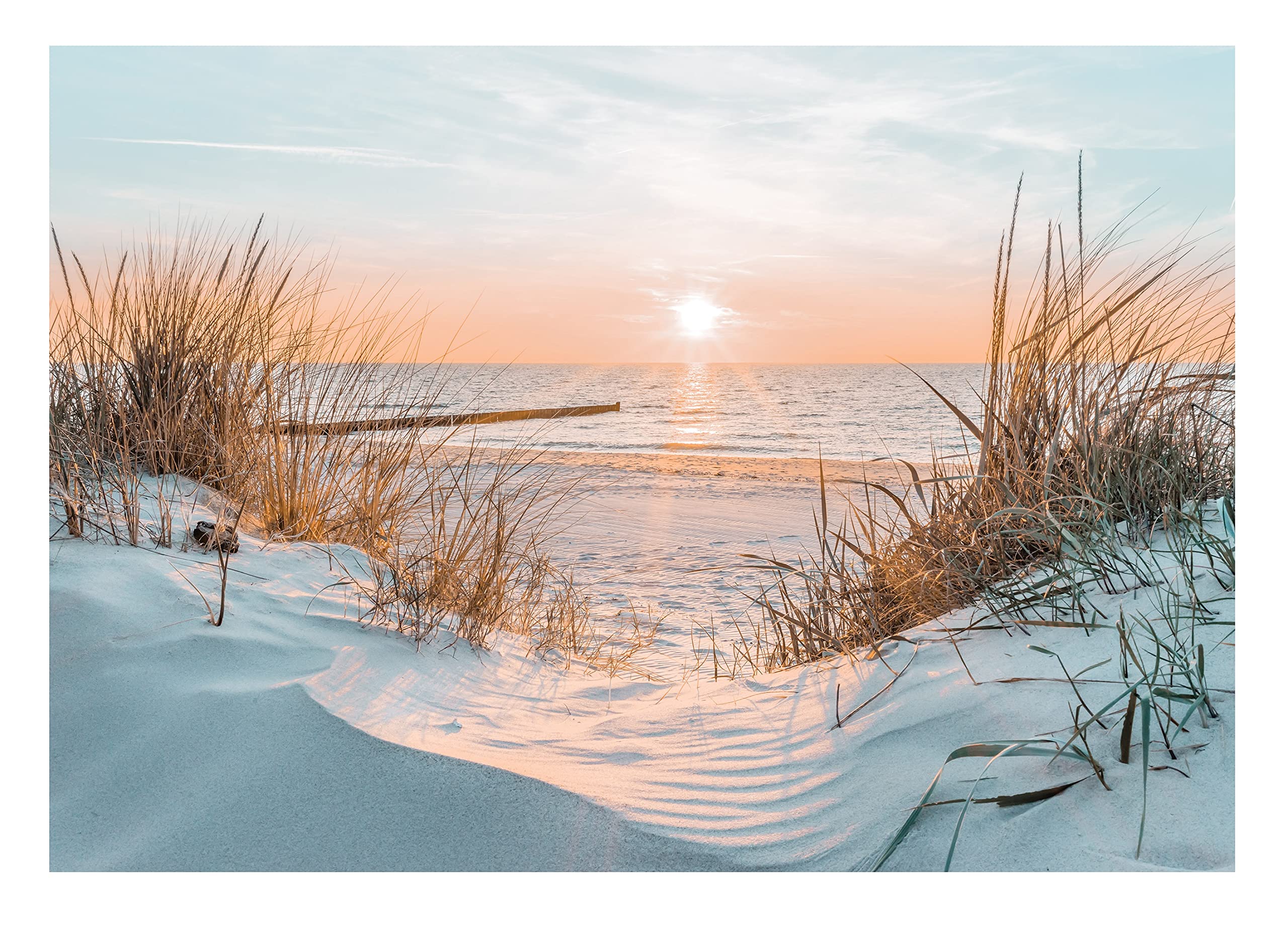 WallArena - Vinyl Wallpaper Beach – VEXXL (312x219 cm) 3 Bahnen Wallpaper for Living Room & Bedroom - - Wallpapers - Wall Covering - Feature Wall & Photo Wall - Sunset — image 1