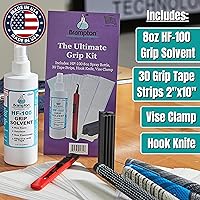 Vista 2 de Brampton Ultimate Grip Kit para regripping de palos de golf, 30 tiras de cinta de agarre de golf de 2 x 10 pulgadas, cuchillo de gancho, abrazadera