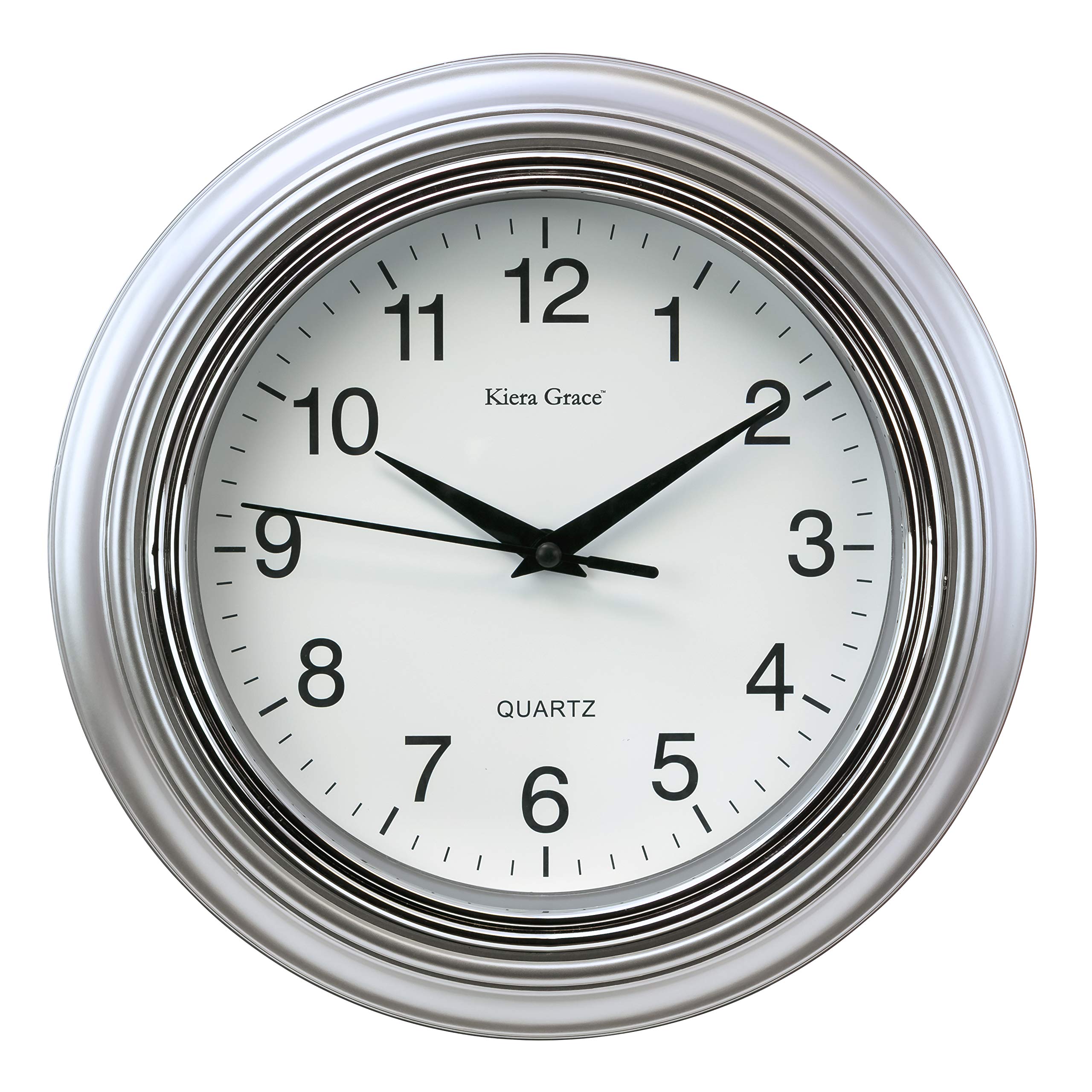 Kiera Grace Aster Round wall-clocks, 10-Inch, Silver