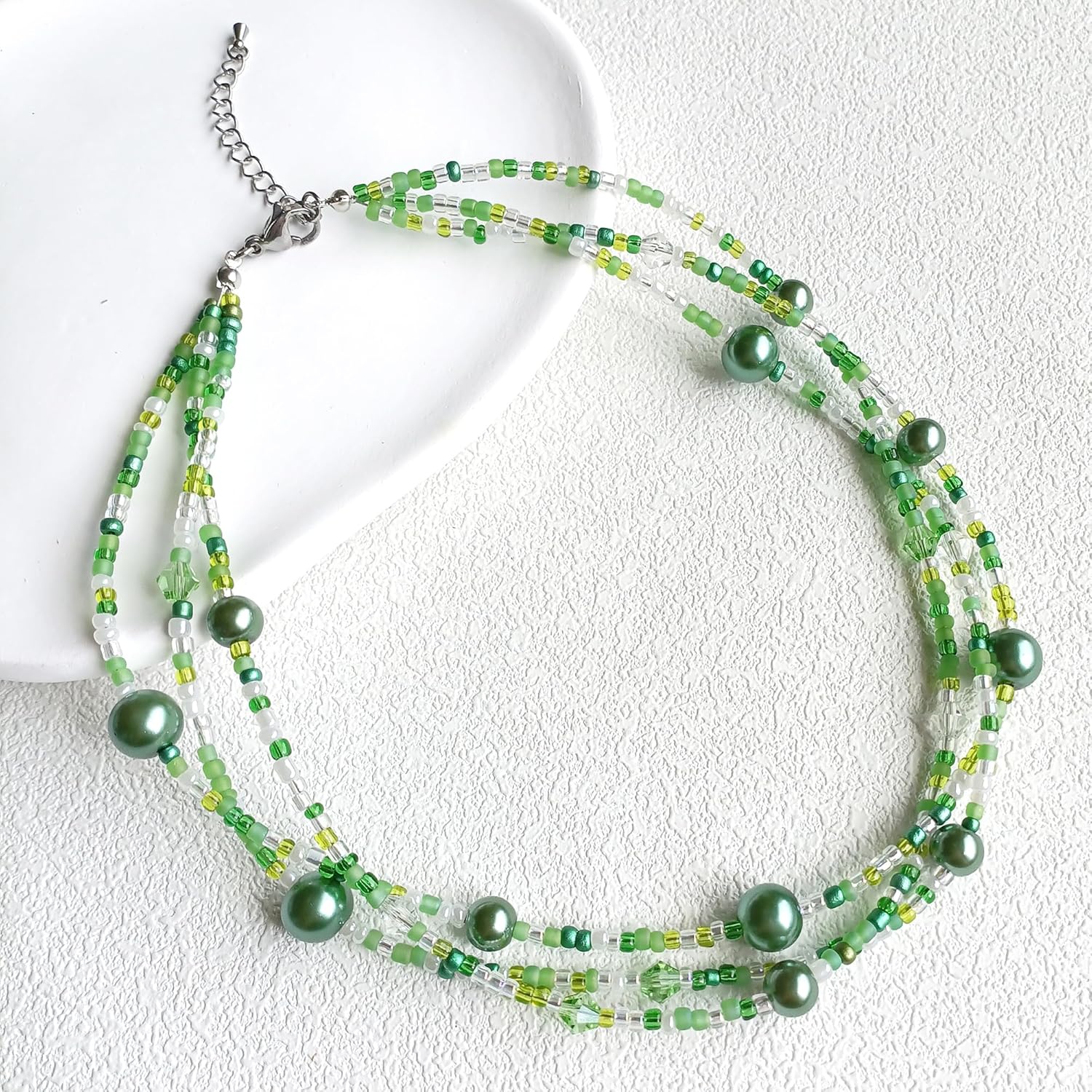 S.J JEWELRY Multi Strand Beaded Necklaces for Women Colorful Beaded Necklace Boho Necklaces for Women Summer Beach Pearl Choker Layered Necklace - Image 2