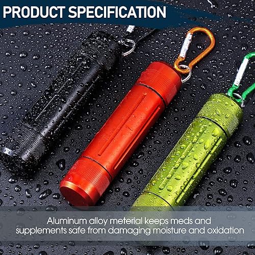 Miniatura 7 de Outus - 3 piezas de contenedor de metal, contenedor sellado portátil, botellas de aleación de aluminio, estuche impermeable, frasco de viaje con