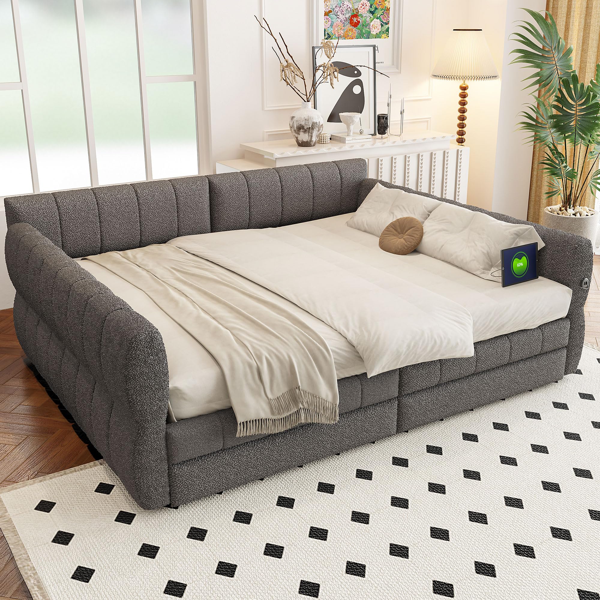 Photo 1 of Bellemave Queen Upholstered Daybed with USB and DrawersLPNPMAS2665716