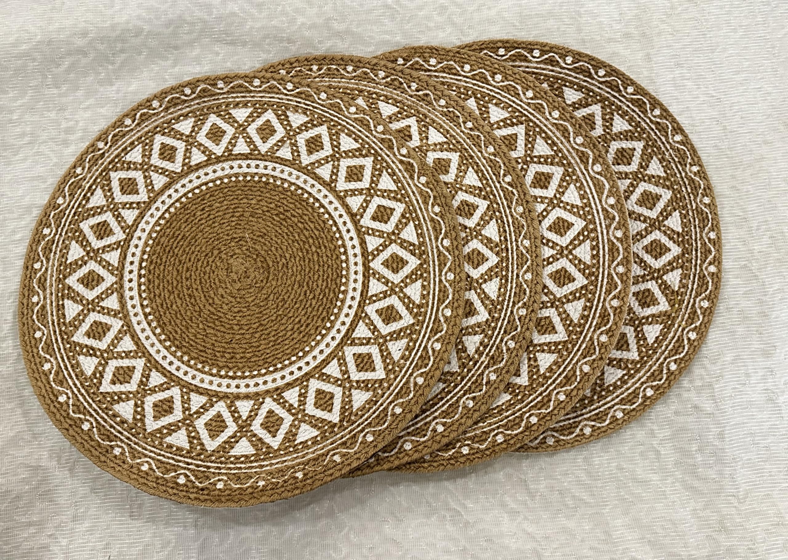 Artistic Den Cotton Table Placemat, Round Shape, Size - 15", Best for Side Table, Center Table, Dinning Table Shelves, Washable Placemat Pack of 6, Mandala Pattern