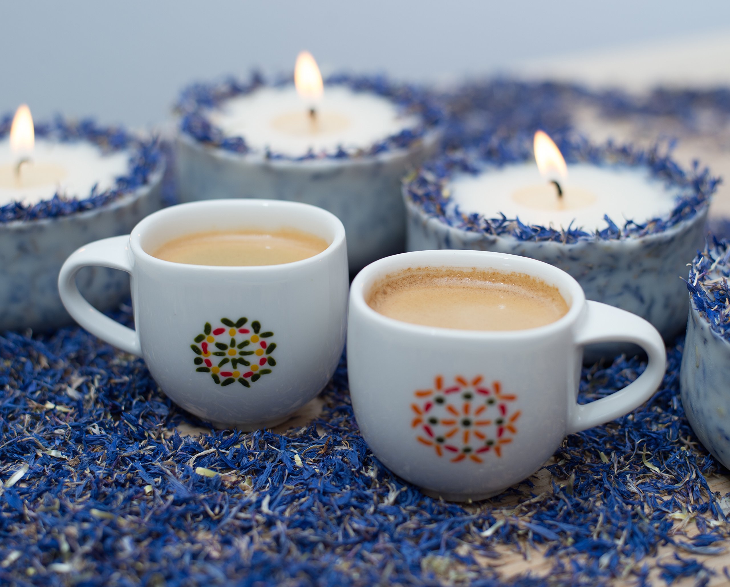 Duftkerze Soja Lavendel Beige Blau Kerze aus Bio Sojawachs vegan ätherisches Lavendel Öl Geschenk Aromatherapie
