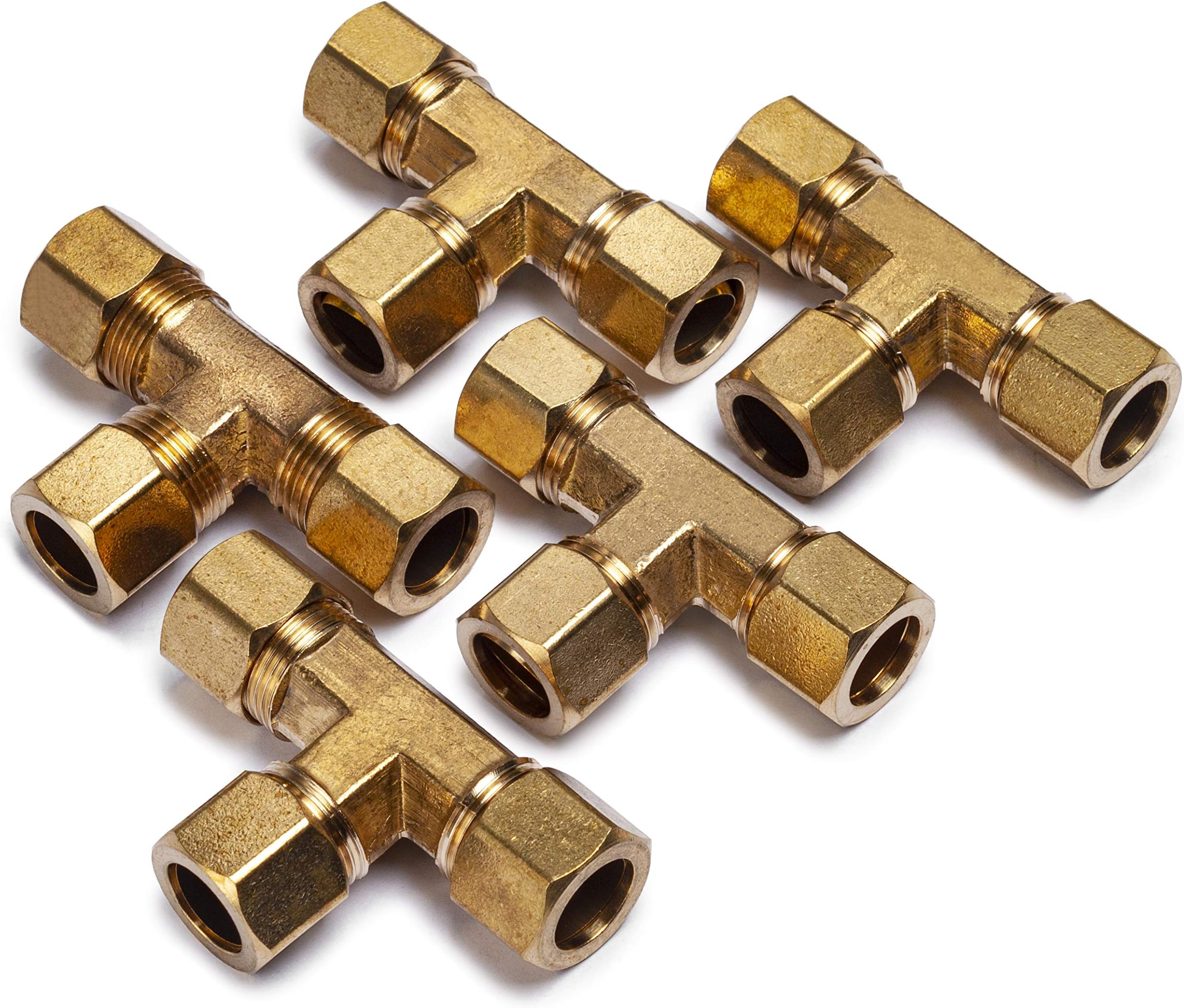 1/2-Inch OD Compression Tee,Brass Compression Fitting(Pack of 5)