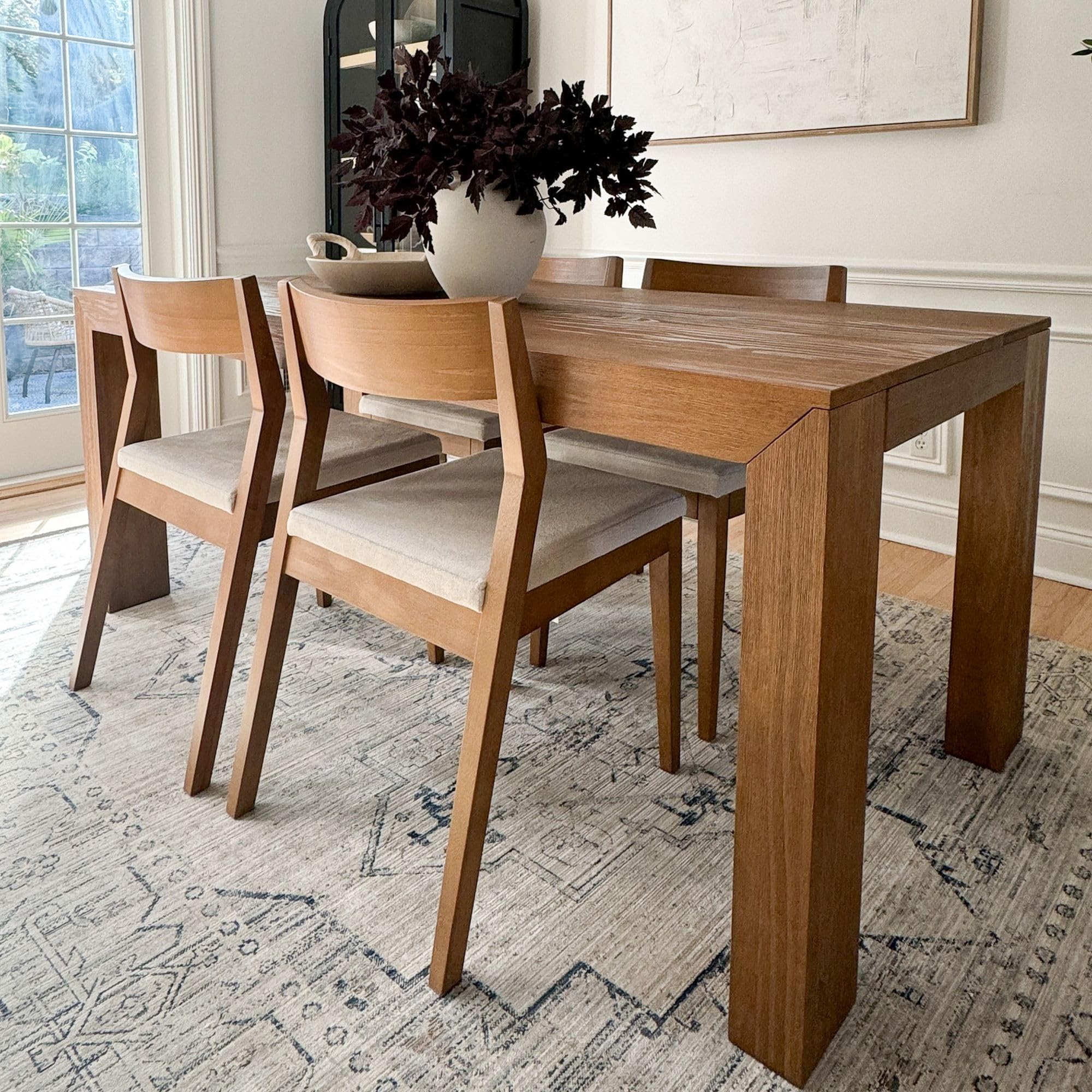 Photo 1 of *** MINOR DAMAGE/UNKNOWN MISSING HARDWARE OR PARTS***Plank+Beam 72 Inch Modern Solid Wood Dining Table - Solid Pine, Wirebrush Finish, Seats 6, Non-Toxic Finish, Easy Assembly, for Kitchen or Office, Pecan Wirebrush