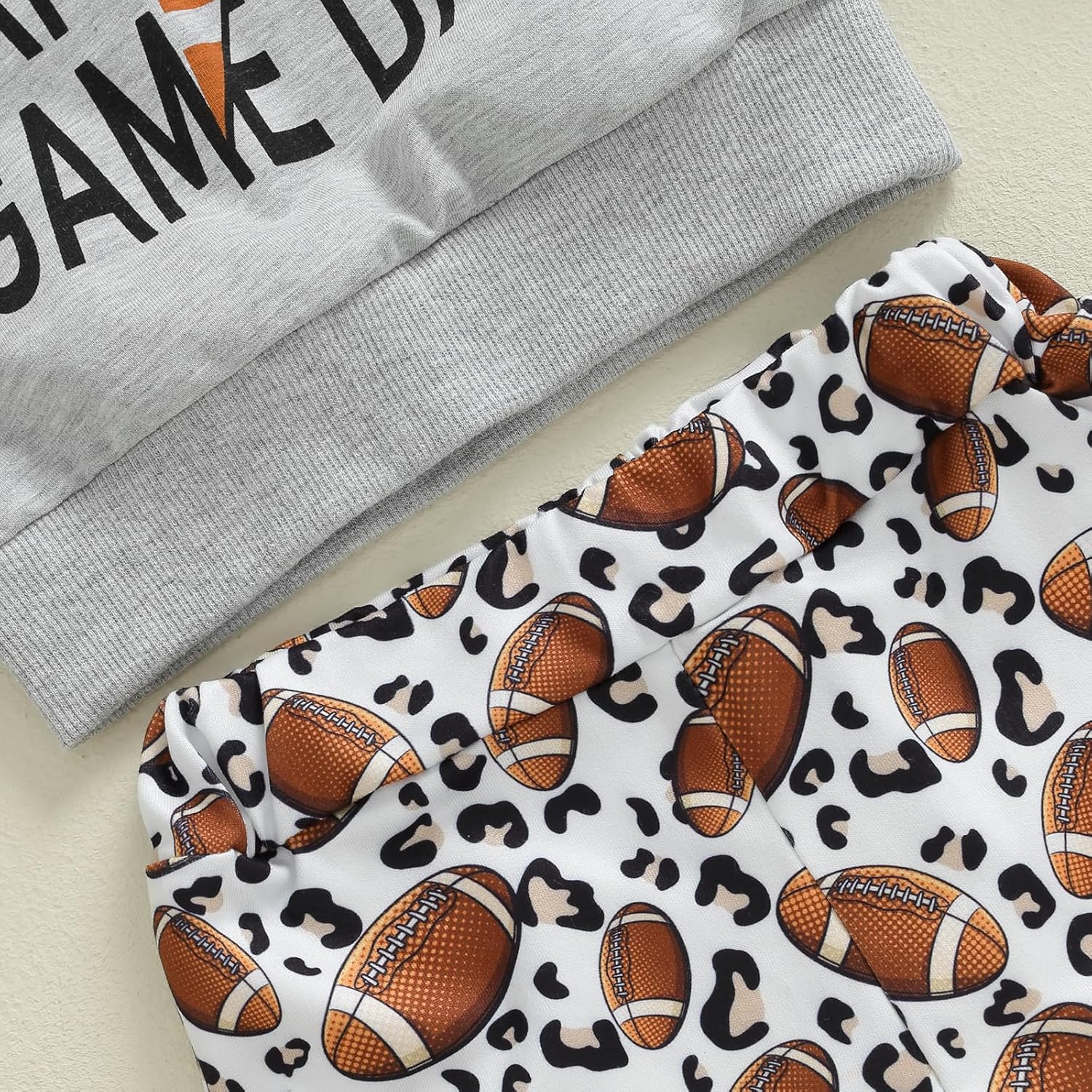 Toddler Baby Girl Football Outfit Game Day Sweatshirt Top Football Bell Bottoms Flare Pants Set 3Pcs Fall Clothes - Image 6