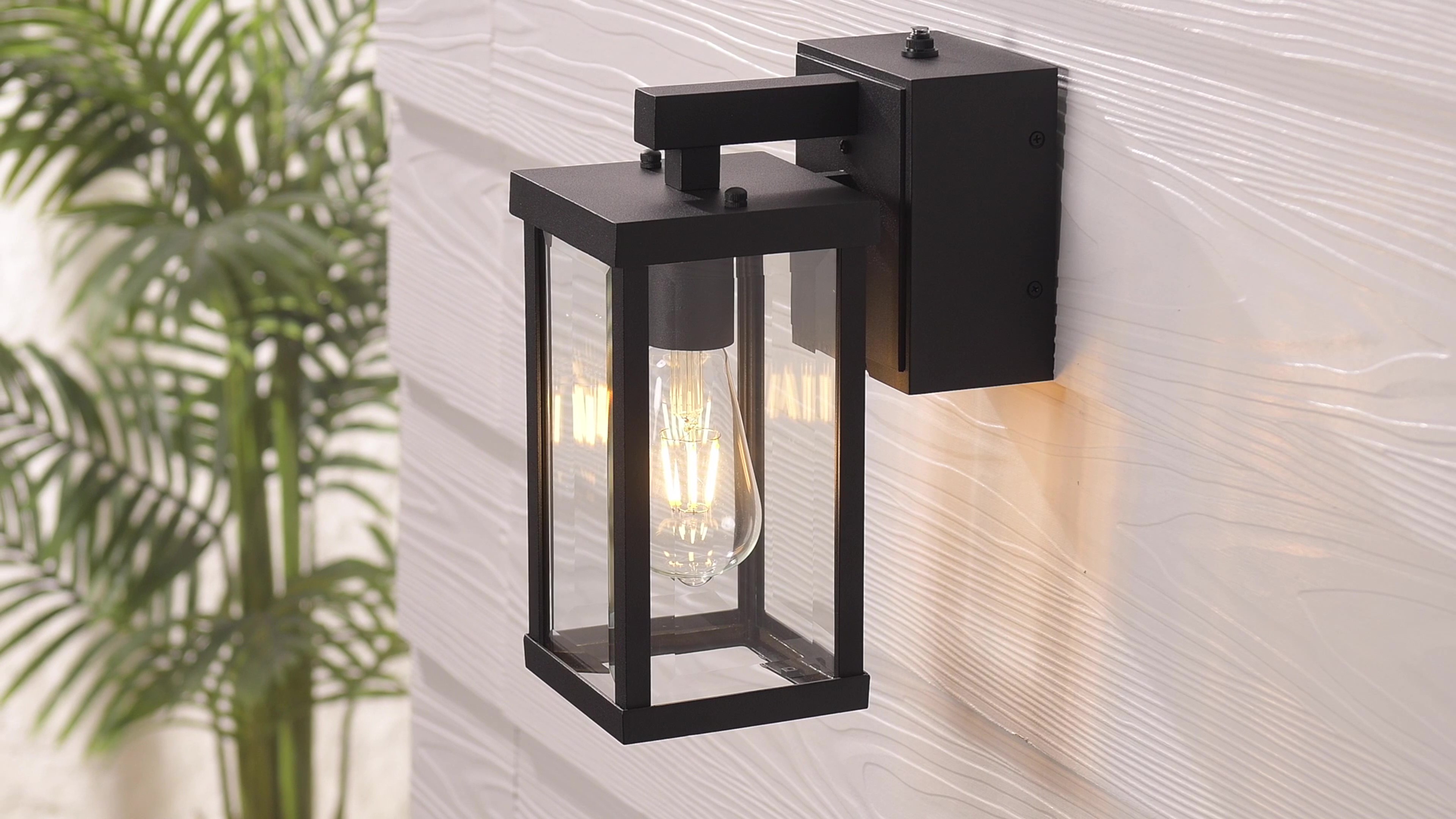 Image of Porch Lights with GFCI Outlets Dusk to Dawn Outdoor Wall Lights Waterproof Exterior Lighting Fixtures Modern Outside Lights Wall Mount for House Patio Garage,White,11.8''H,1PC