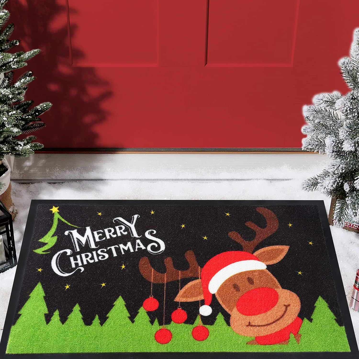 Christmas Door Mat Outdoor Durable Christmas Front Door Christmas Mat Outdoor