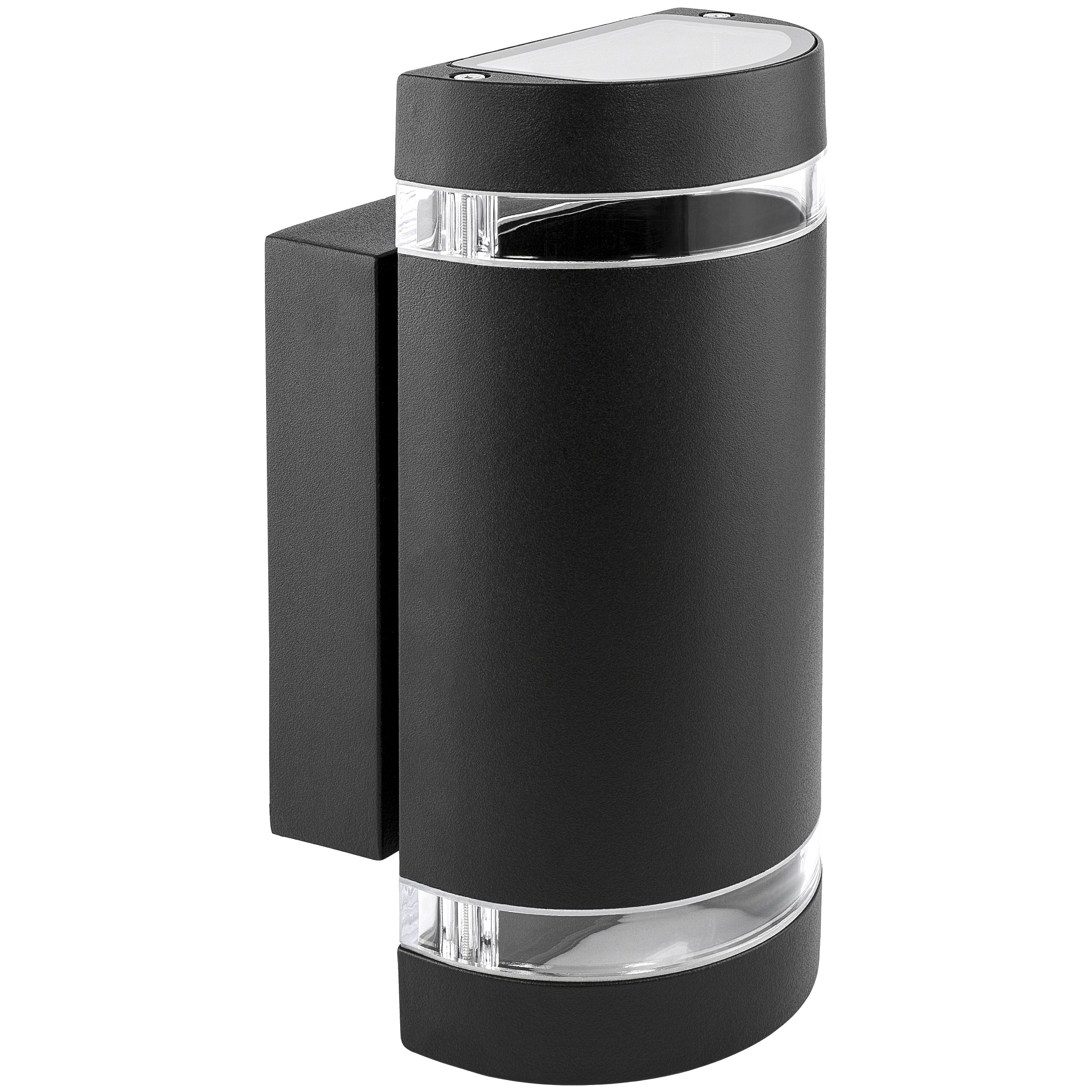 SSC-LUXon ZORA Außenwandleuchte 2x Up & Down rund schwarz IP44 GU10 4W | Runde Wandstrahler für außen im 2er Set - Up-Down-Licht für Fassade, Terrasse & Balkon, inkl. GU10 LED warmweiß