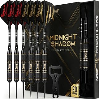 IgnatGames Steel Tip Darts Set - 20g Brass Barrels, Tempered Steel Points, Aluminum Shafts, 16 GlideXPro Flights & Accessories in Gift Case
