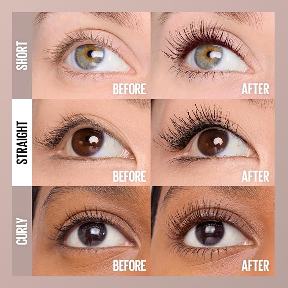 Maybelline Brown Mascara, Lash Sensational Body Mascara, Volumizing up to 24H Lift, Smudge-resistant, Flake-resistant, Clump-resistant, Suitable for Sensitive Eyes, Shade: Brick shade