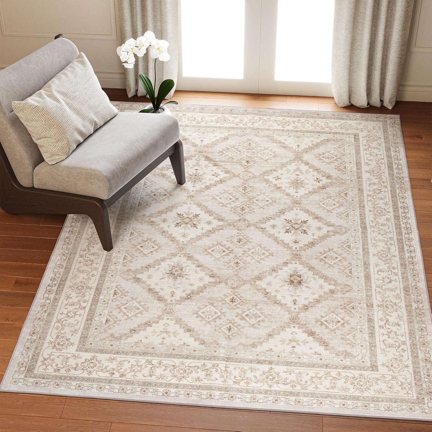 Valenrug Area Rug 6x9 Machine Washable Rugs, NonSlip Rugs for Living Room, Super