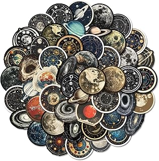 50 Pcs Planet Stickers - Waterproof Vinyl Space Theme Stickers for Water...