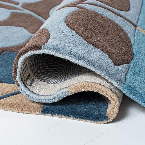 Miniatura 6 de SAFAVIEH Soho Collection SOH785B - Alfombra de área de lana y viscosa de 5 x 8 pies, color marrón y azul