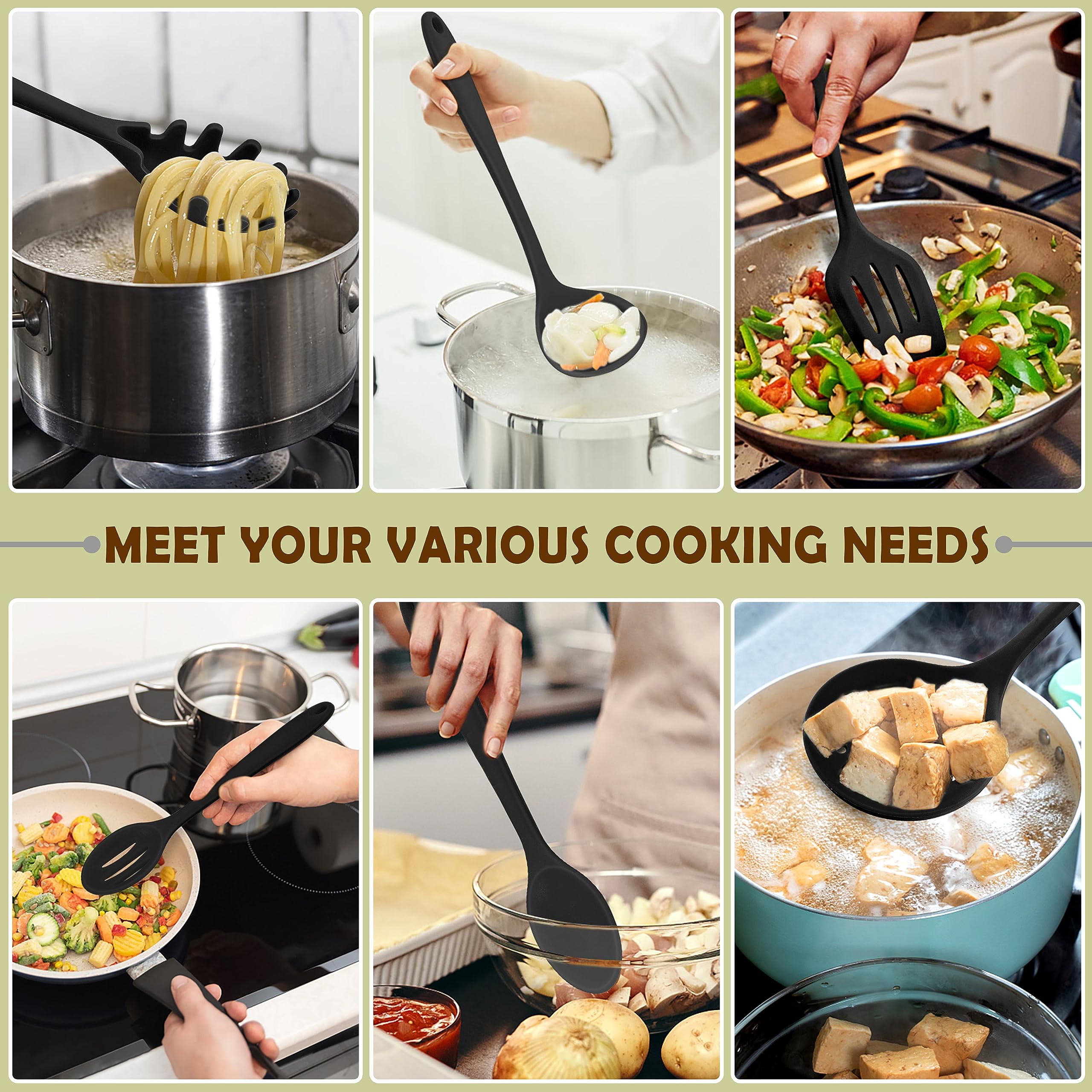 Ustensiles Cuisine Antiadhésifs Résistant Chaleur Lot De 25 Ustensiles De Cuisine En Silicone Herogo - Support Inclus - Résistant à 230°C Lot 25 Pièces Ustensiles Avec Support