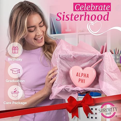 Miniatura 5 de Sorority Shop Alpha Omicron Pi - Vaso con pajilla, vaso de 16 onzas en forma de corazón de caramelo con tapa y popote de silicona, vaso de plástico