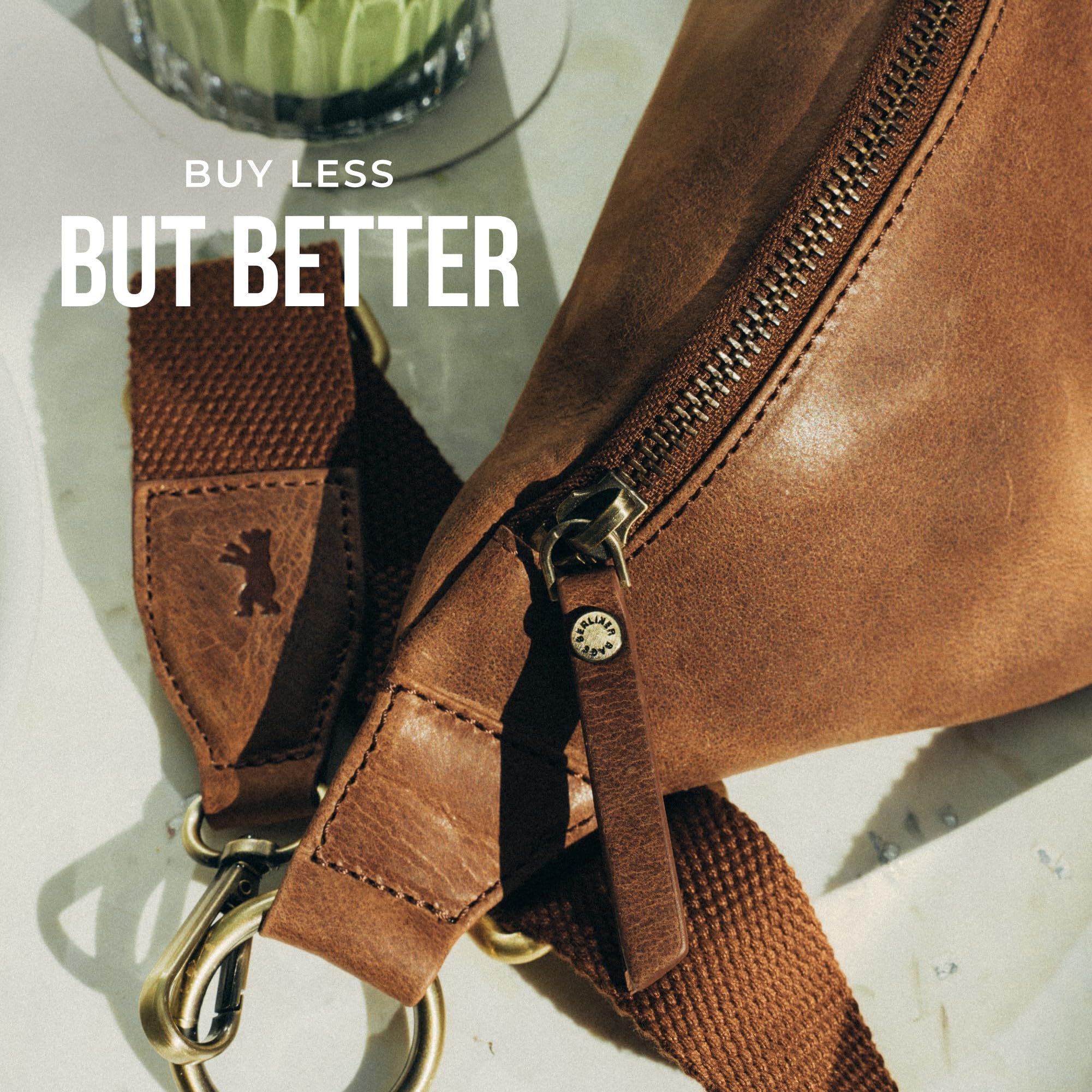 Berliner Bags Vintage Bauchtasche Mona XL, Umhängetasche aus Leder, Crossbody Tasche, Gürteltasche für Damen und Herren - Braun