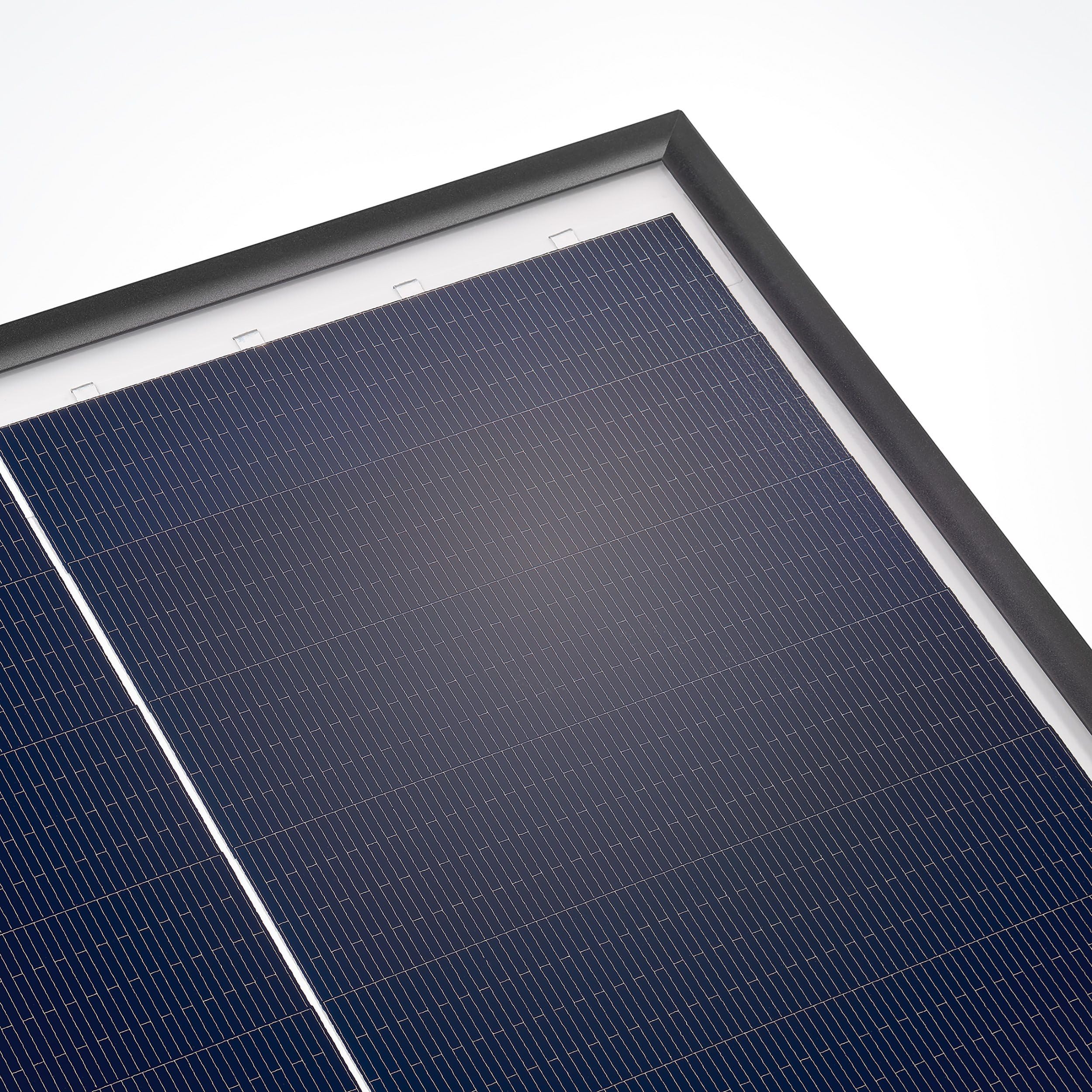 esotec monokristallines Solarmodul, 75Wp, 18,2V, 1031x405x35mm, MC4 Stecksystem, Dachschindeltechnologie, Kabel 1m, 35mm Alurahmen, Sperrdiode, Hageltest ICE 61215, wetterfest, winterfest, 131050