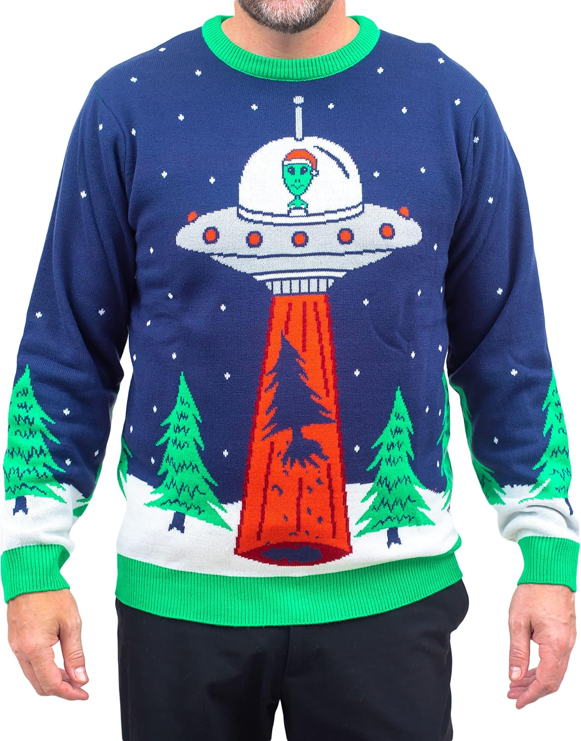 UFO Tree Abduction Space Ship Ugly Christmas Sweater