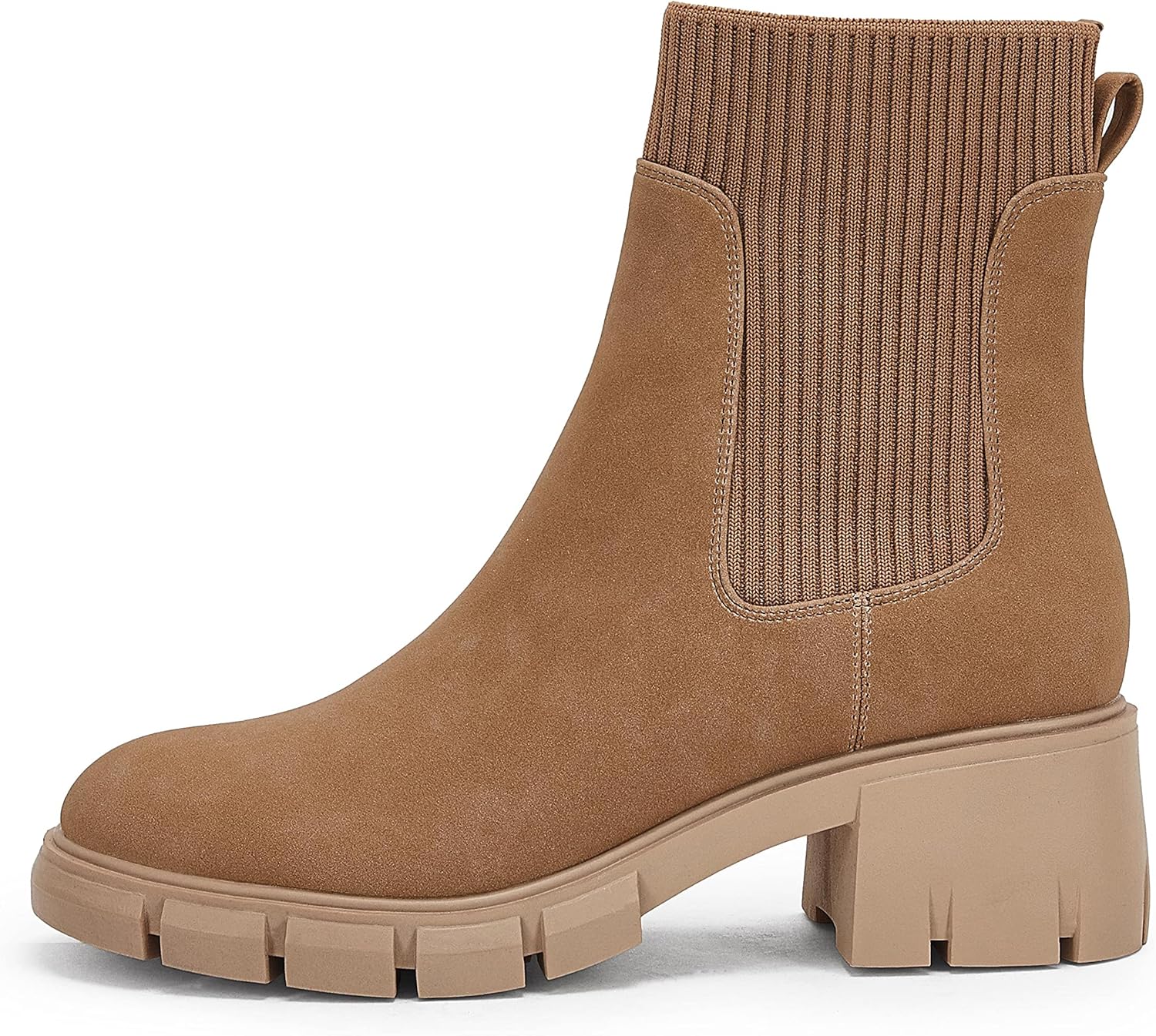 Ruanyu Womens Platform Ankle Boots Elastic Chunky Block Heel Chelsea Booties Lug Sole Non-Slip Combat Shoes - Image 3