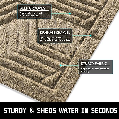 Miniatura 5 de Yimobra Tapete para puerta de entrada delantera, resistente para todas las estaciones, para interiores y exteriores, goma natural resistente,