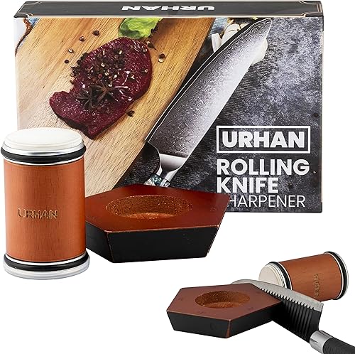 Kit de afilador de cuchillos rodantes, 5 ángulos magnéticos (12, 15, 17, 19 y 22 grados), diamantes y discos de cerámica, sistema de afilado de