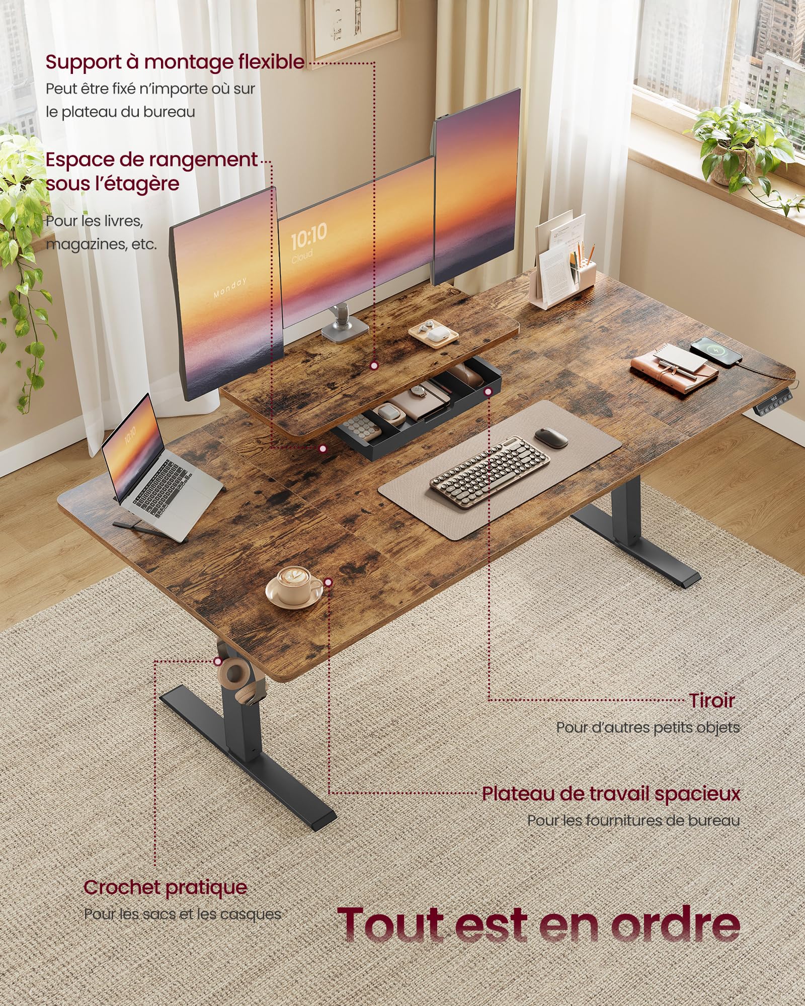 VASAGLE Computertafel vintage bruin-zwart - songmics home VASAGLE Computertafel vintage bruin-zwart - songmics home