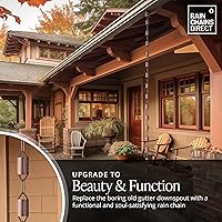 Vista 2 de Rain Chains Direct - Cadena de lluvia festoneada - 8.5 pies - Cobre sólido puro - Cadenas de lluvia premium para canaletas