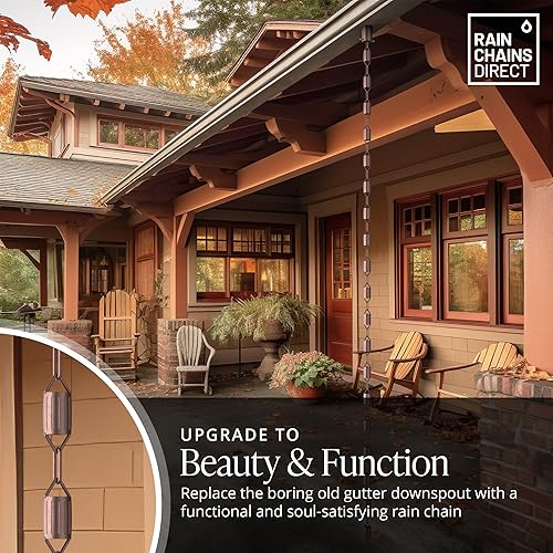 Miniatura 2 de Rain Chains Direct - Cadena de lluvia festoneada - 8.5 pies - Cobre sólido puro - Cadenas de lluvia premium para canaletas