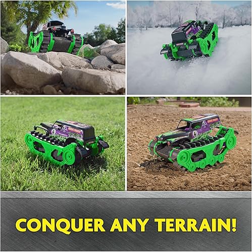 Miniatura 5 de Monster Jam, Vehículo oficial de Grave Digger Trax All-Terrain con control remoto para exteriores, escala 115, juguetes para niños y niñas a partir