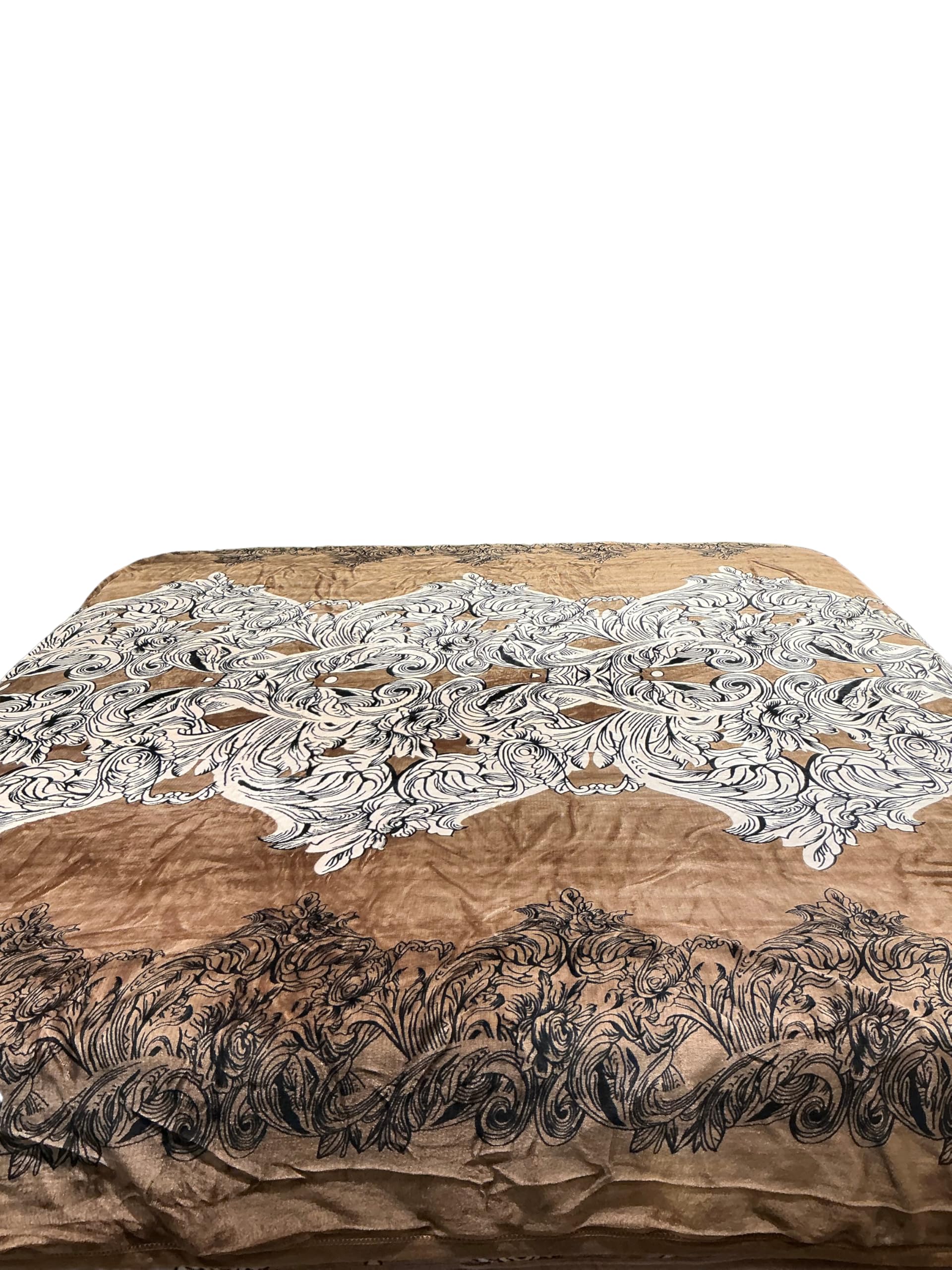 Exquisite Damask Velvet Duvet Cover, Bronze and Brown, Floral Scrollwork Design, Ivory and Black Motif, Plush Velvet-image-23