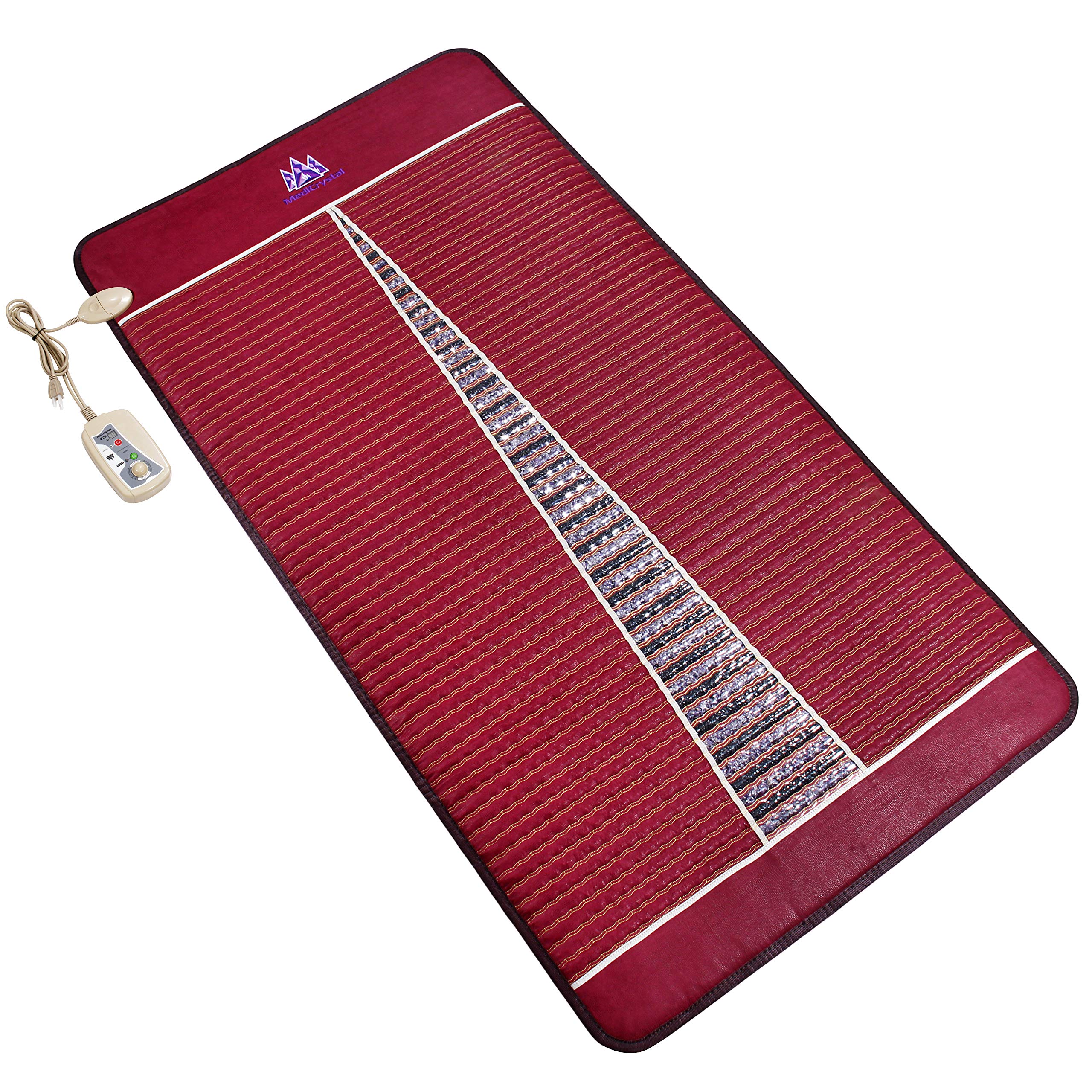 MediCrystal Infrared Heat Amethyst Tourmaline Mat - Single Size 75"x39" - Adjustable Deep FIR Heating 86°-158°F - Envelope Your Body with Healing Warmth of Natural Crystals - Original Manufacturer
